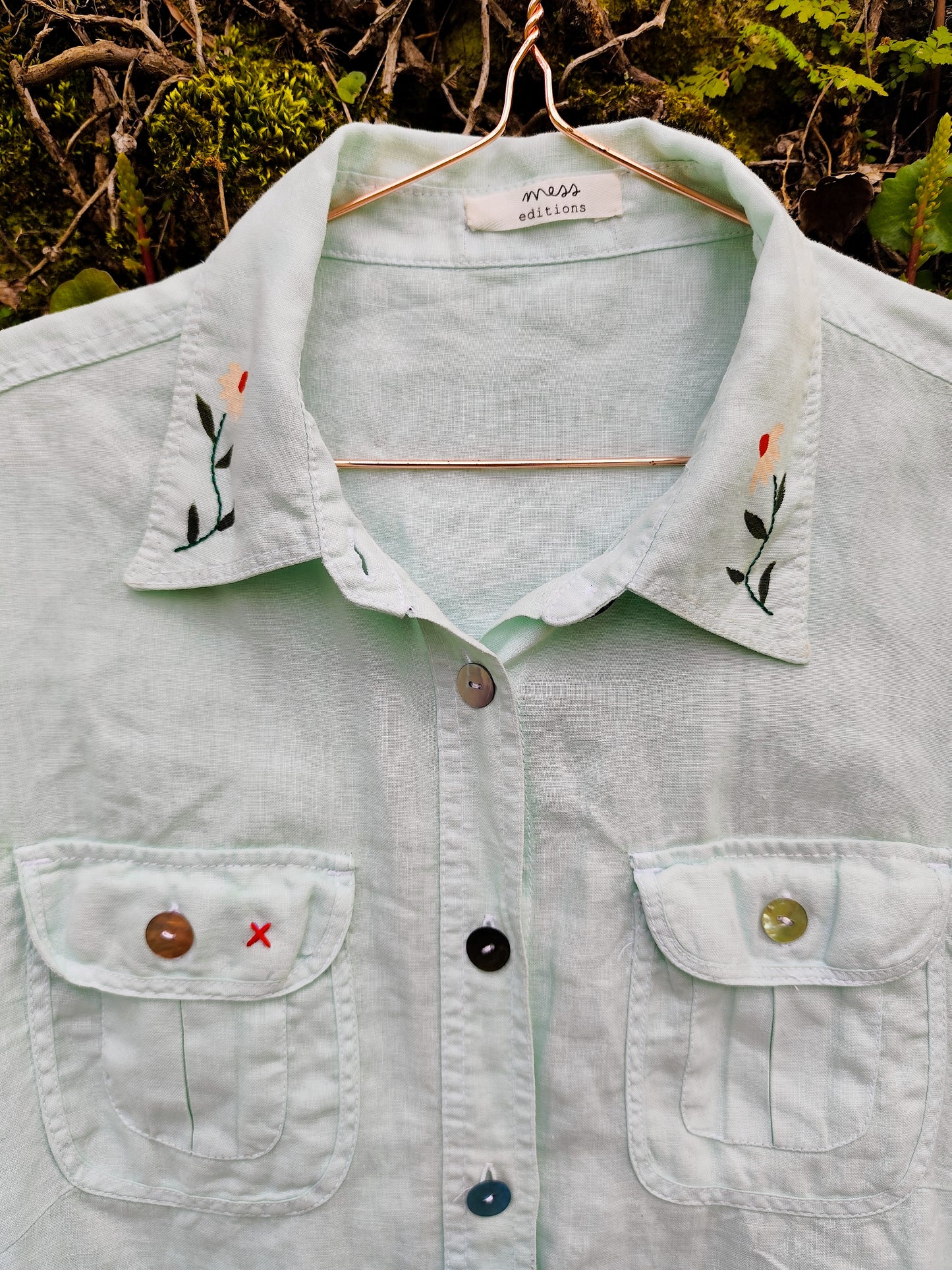 Vestido Camiseiro “Porcelana” – Pintado e Bordado à Mão