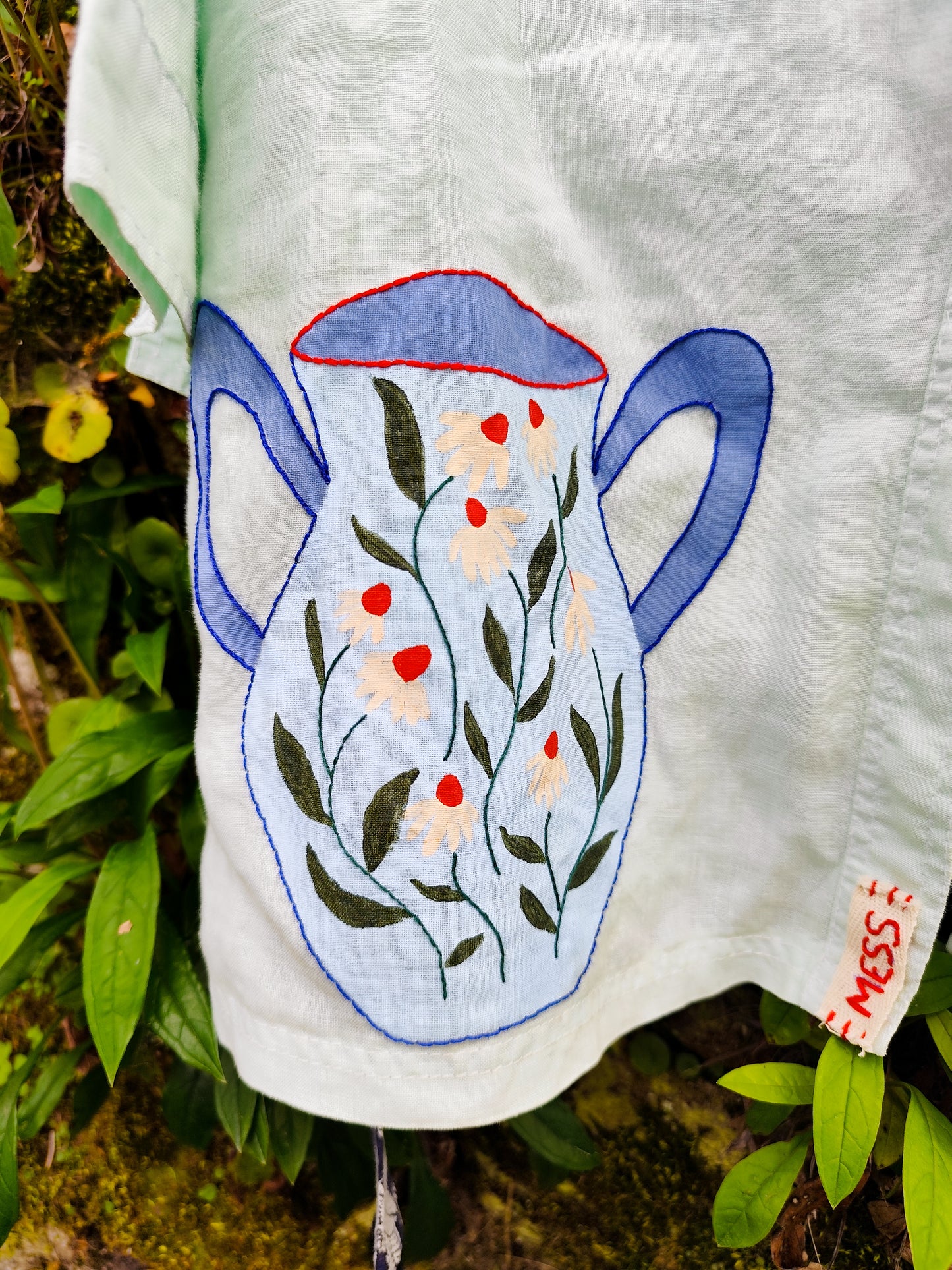 Vestido Camiseiro “Porcelana” – Pintado e Bordado à Mão