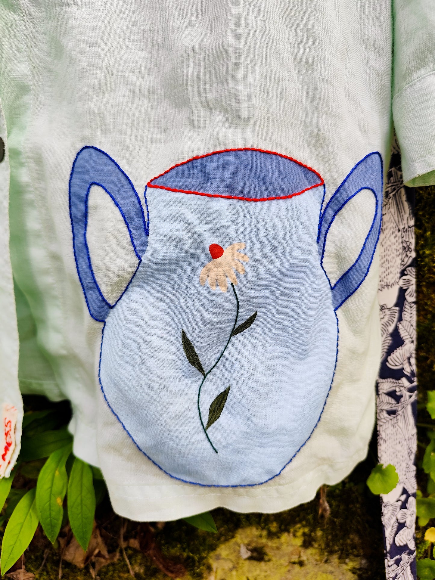 Vestido Camiseiro “Porcelana” – Pintado e Bordado à Mão