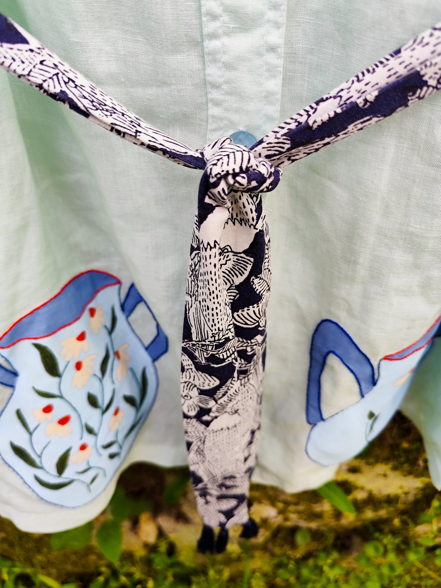 Vestido Camiseiro “Porcelana” – Pintado e Bordado à Mão