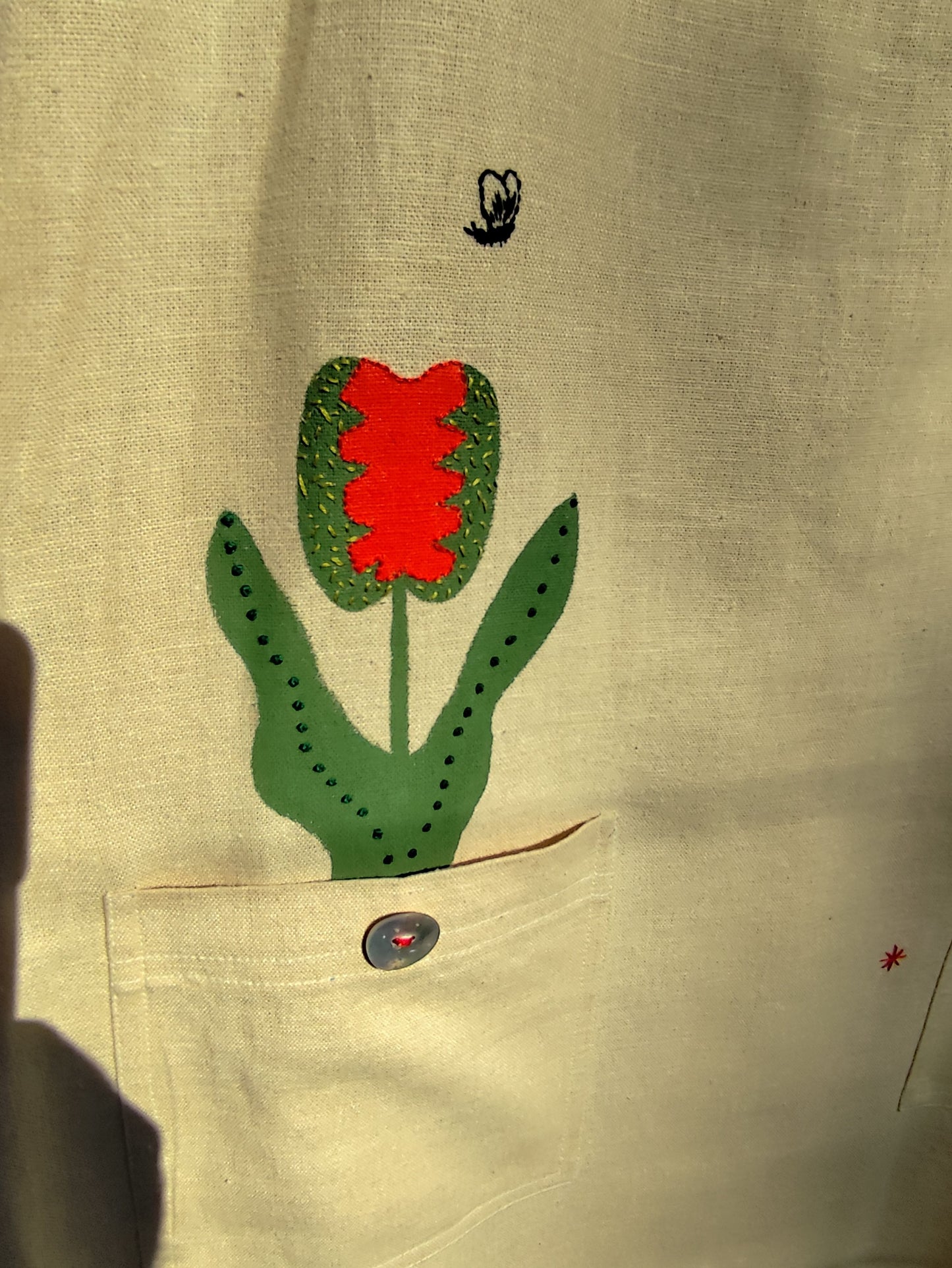 Vestido Margot - Linho Vintage, Pintado e Bordado à Mão