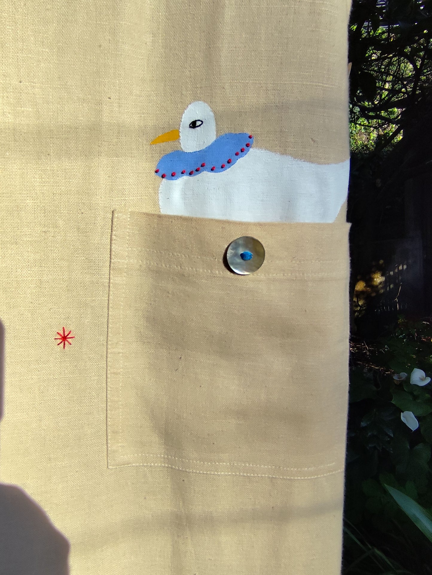 Vestido Margot - Linho Vintage, Pintado e Bordado à Mão