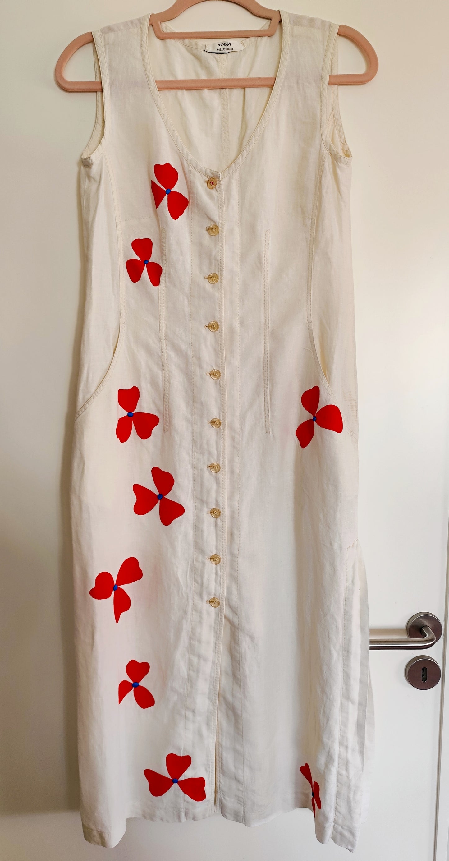 Vestido Papoila - Linho Vintage, Pintado e Bordado à Mão