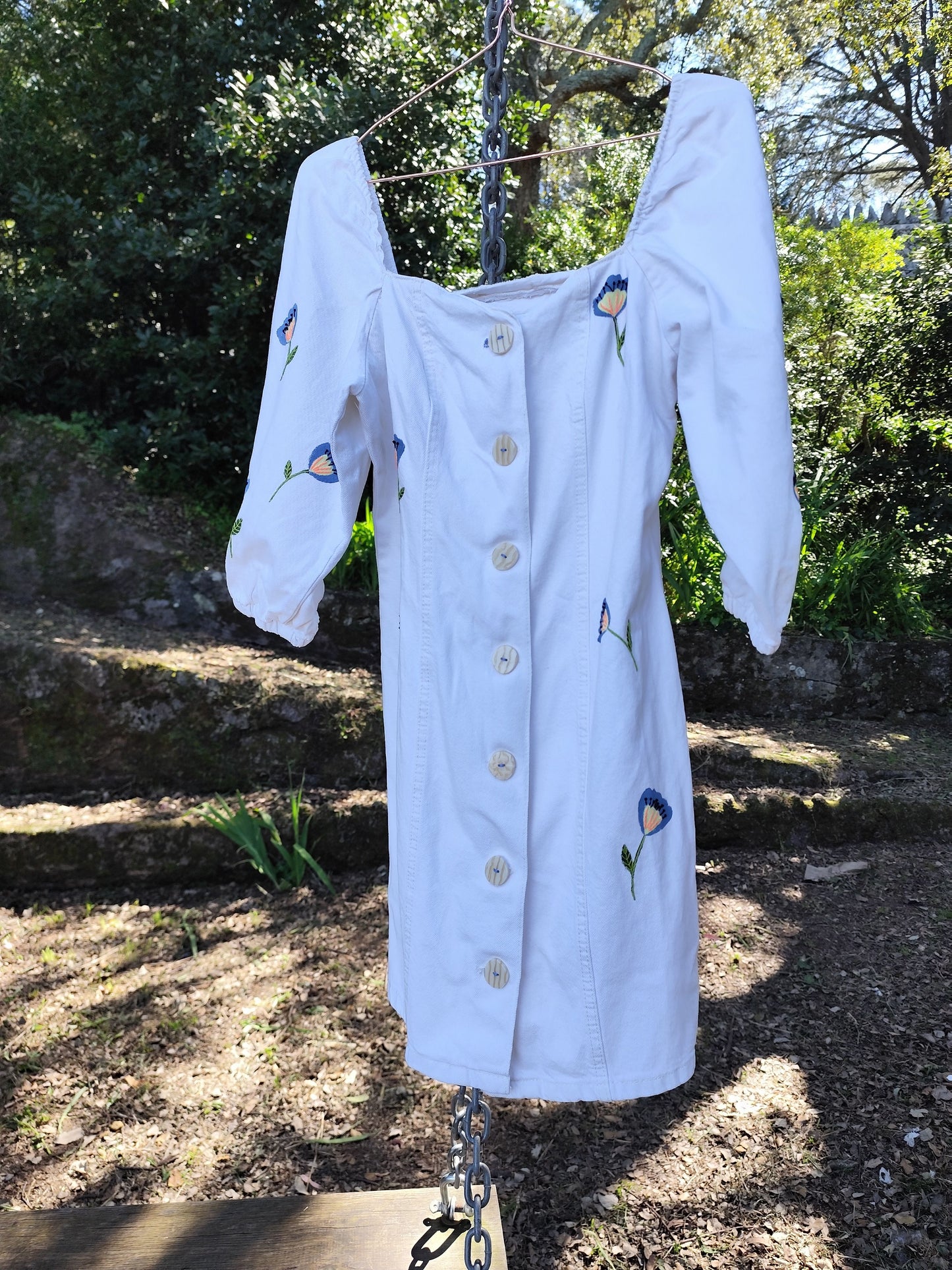 Vestido Rosarinho - Bordado e Pintado à Mão
