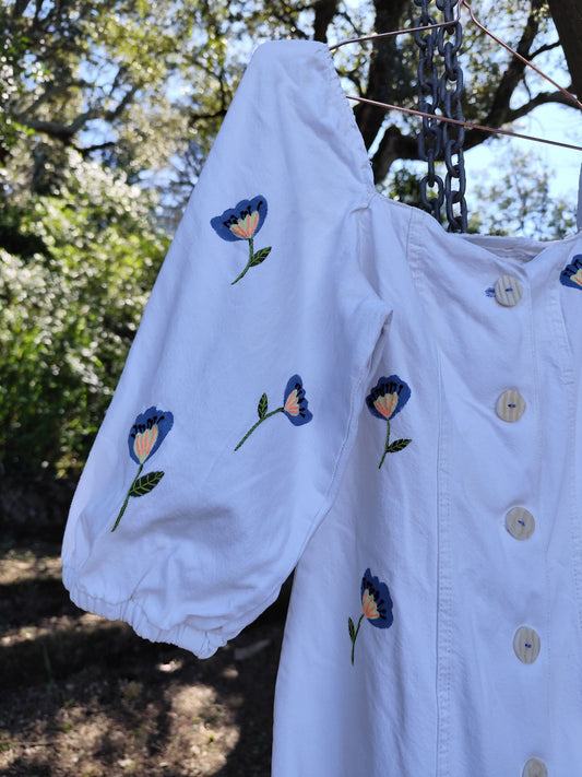 Vestido Rosarinho - Bordado e Pintado à Mão