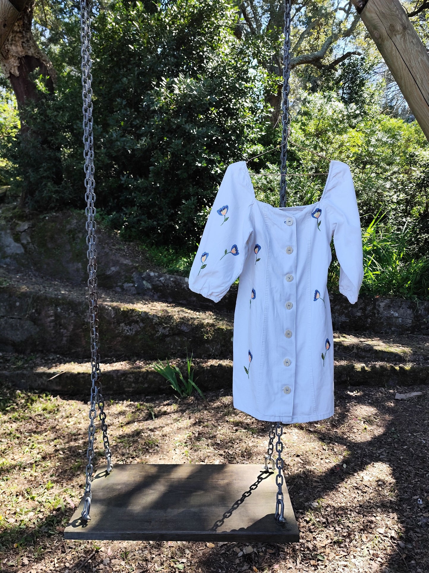 Vestido Rosarinho - Bordado e Pintado à Mão