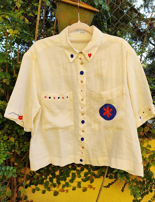 Camisa PoP fOLk - Bordado e Pintado à mão